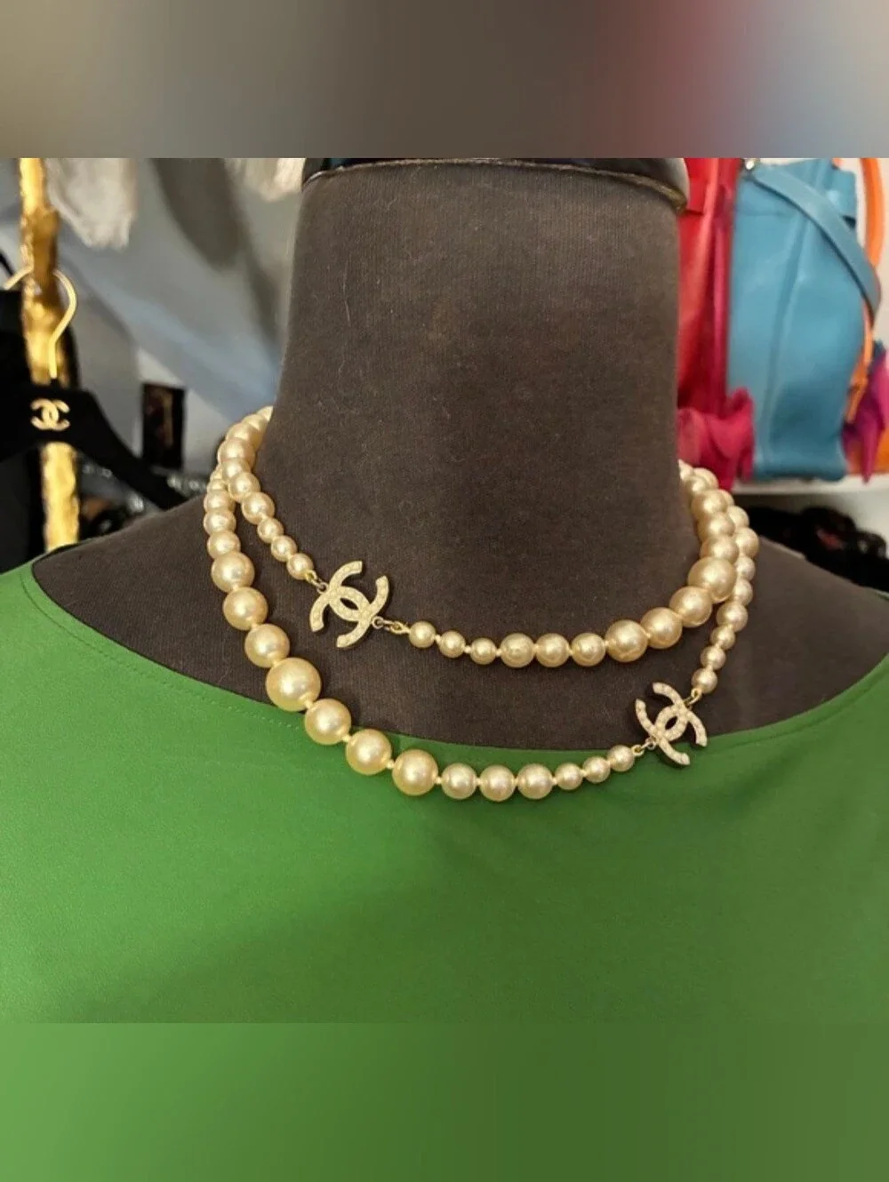 CHANEL Graduated Long CC Pearl Necklace - Classic Beaded Strand